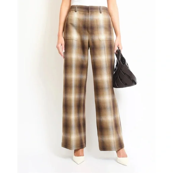 Christian Dior Tartan Wool Plaid Wide Leg Pants - Picture 2 of 12